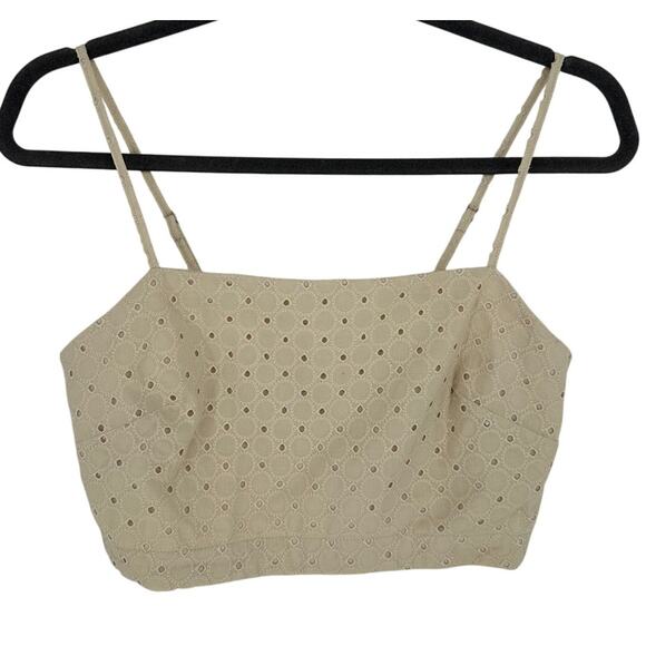 Banana Republic Cream Eyelet Cropped Cami Adjustable Straps Casual Summer XS - Picture 1 of 6
